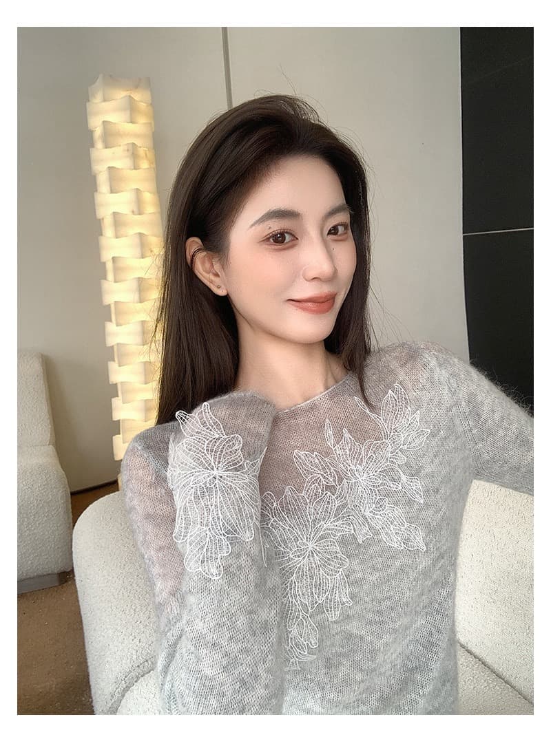leetwins 꽃말 얕은 시리아 양 낙타 털 보트넥 니트 스웨터 여성 부드러운 찹쌀 부드러운 바람 품격 홀로우 아웃 맨위 상세 이미지 14