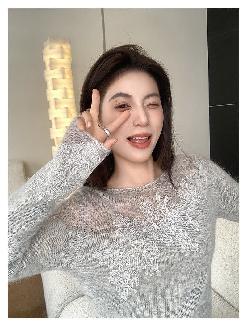 leetwins 꽃말 얕은 시리아 양 낙타 털 보트넥 니트 스웨터 여성 부드러운 찹쌀 부드러운 바람 품격 홀로우 아웃 맨위 상세 이미지 15