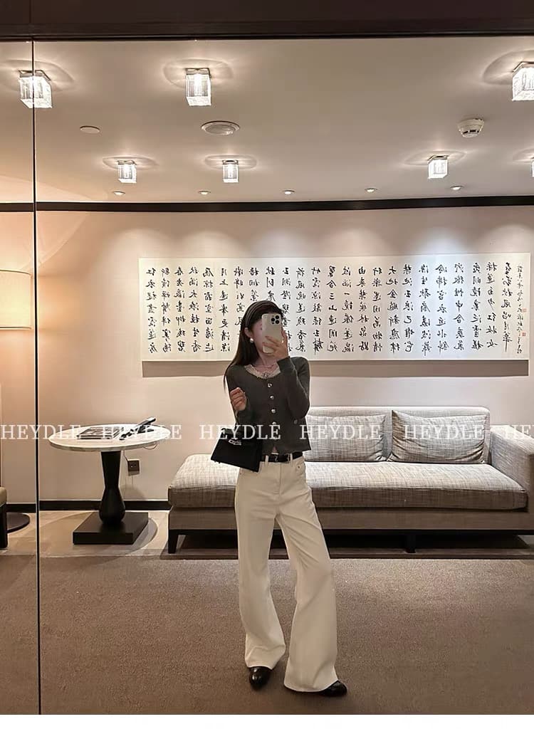 검은 콩 흠 제니 정원 꽃 실 패치워크 작은 샤넬 스타일 쇼트 스타일 스웨터 품격 라운드 넥 풀오버 니트 맨위 상세 이미지 20