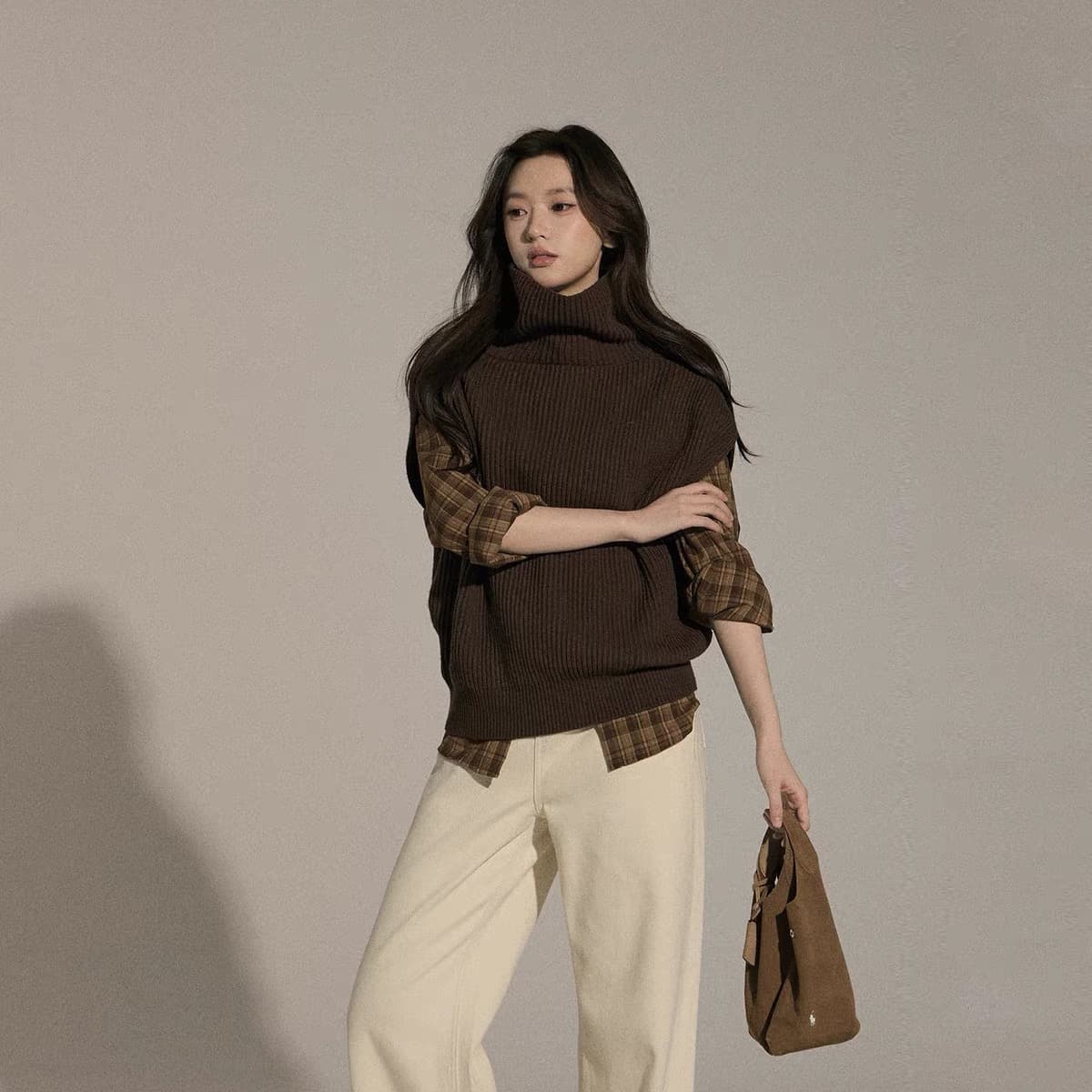 터틀넥 스택 착용 니트 베스트 조끼 여성 가을 겨울 다용도 풀오버 민소매 스웨터 이미지 5