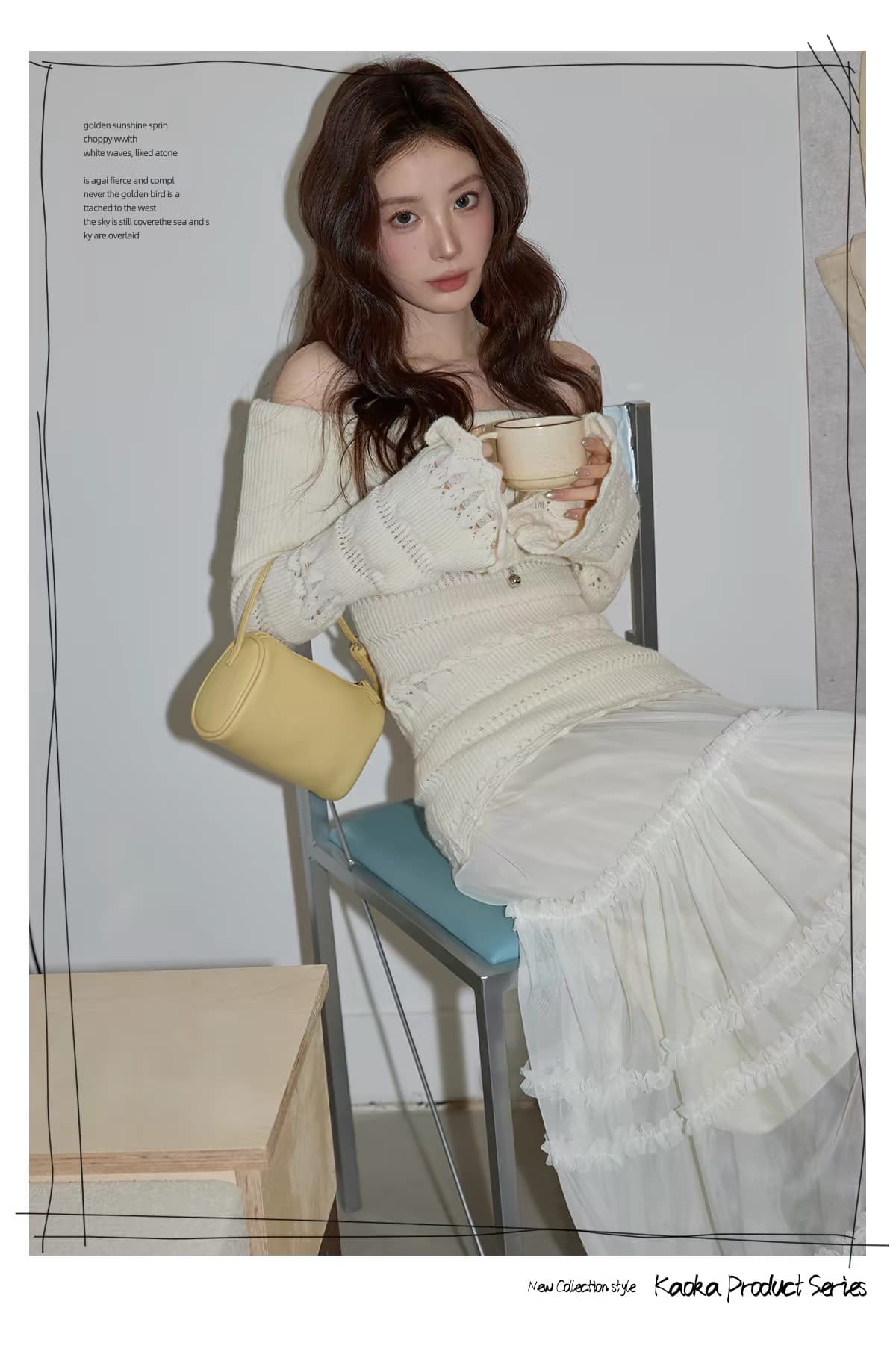 한 부서 살구 색상 오프숄더 맨위 여성 봄 고급 센스 품격 캐주얼 몸매 가꾸기 오프숄더 니트 스웨터 상세 이미지 15