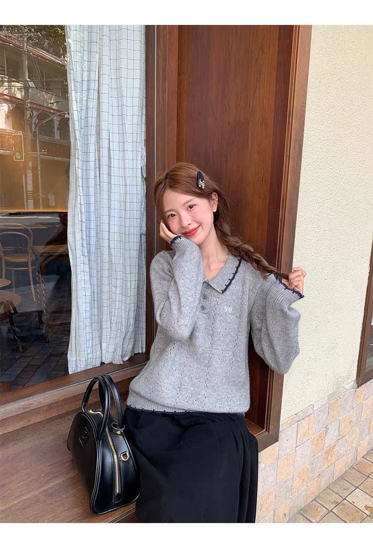토지 작은 그룹 패치워크 색상 폴로 칼라 스웨터 루즈핏 연령 감소 2026 가을 캐주얼 한 부서 다용도 연령 감소 부드러운 찹쌀 맨위 상세 이미지 26
