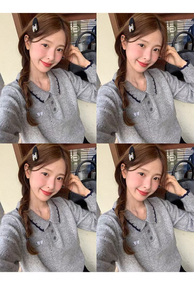 토지 작은 그룹 패치워크 색상 폴로 칼라 스웨터 루즈핏 연령 감소 2026 가을 캐주얼 한 부서 다용도 연령 감소 부드러운 찹쌀 맨위 상세 이미지 27