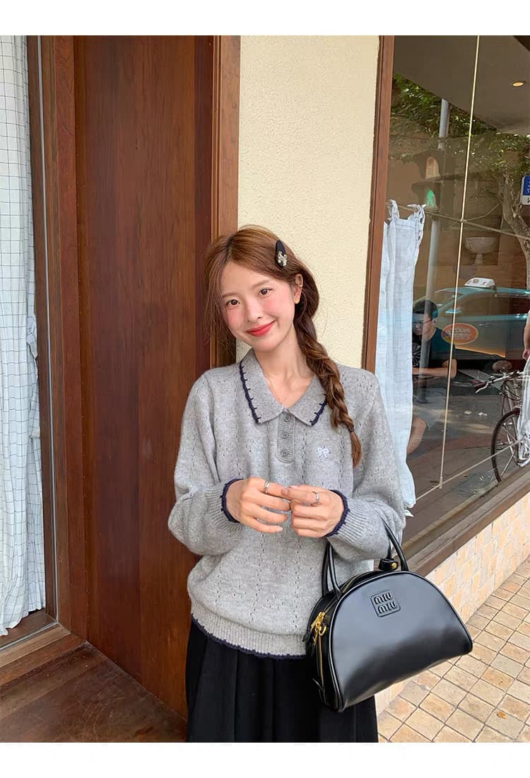 토지 작은 그룹 패치워크 색상 폴로 칼라 스웨터 루즈핏 연령 감소 2026 가을 캐주얼 한 부서 다용도 연령 감소 부드러운 찹쌀 맨위 상세 이미지 33