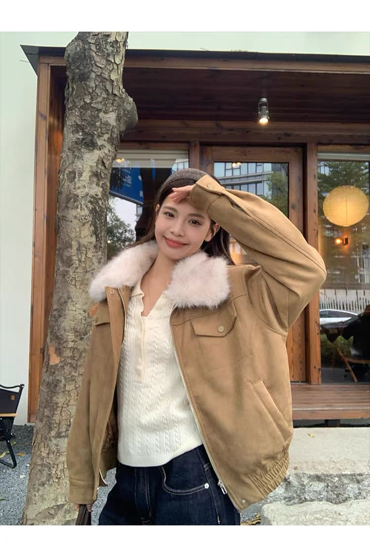 송 긍정적 인 En 한 부서 베이지 색 긴팔 POLO 칼라 니트 스웨터 여성 이른 가을 부드러운 바람 몸매 가꾸기 슬림해 보이는 아름다운 맨위 상세 이미지 9