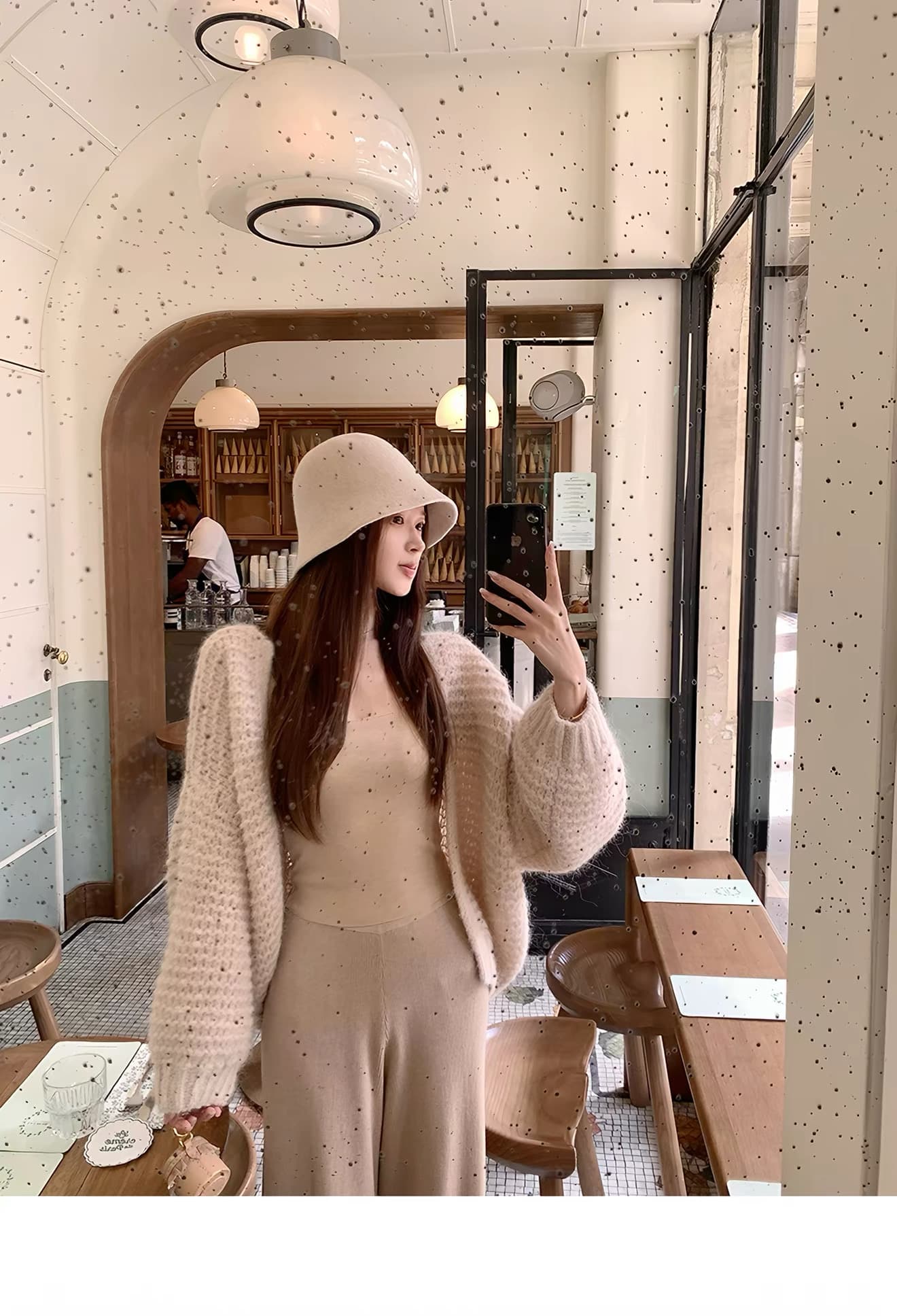 가을 따뜻한 양 낙타 양모 무거운 손 훅 센스 두꺼운 바늘 대 오픈 가디건 상세 이미지 14