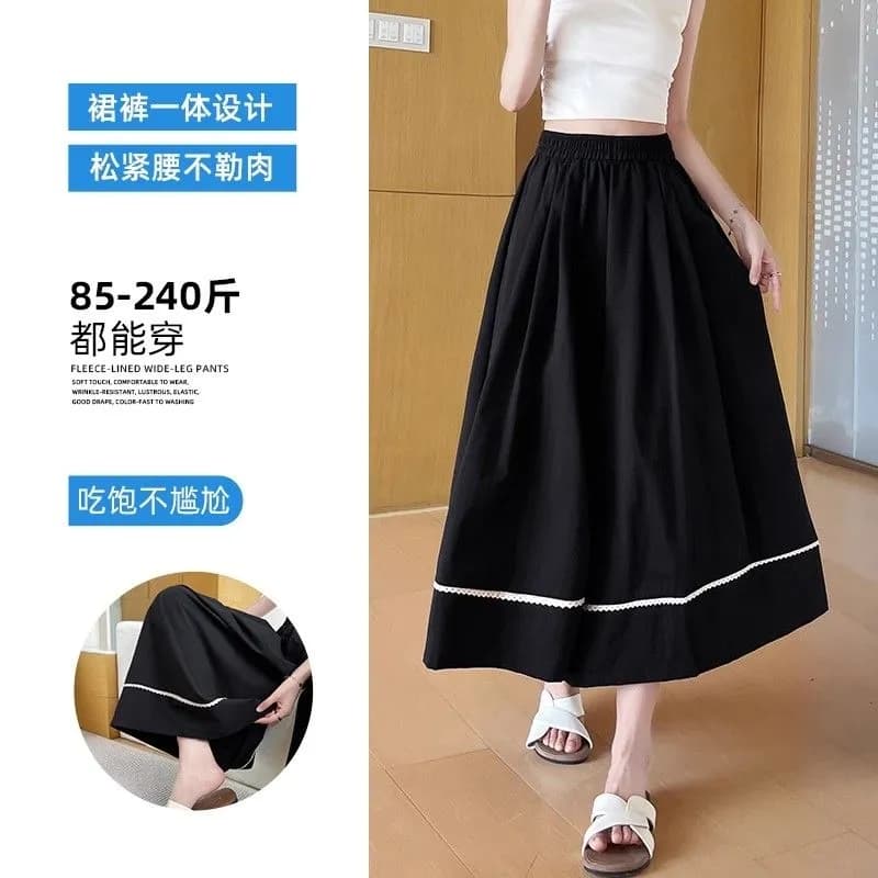야마모토 바지 얼음 실크 캐주얼 넓은 다리 2025 얇은 스타일 여름 새로운 디자인 슬림해 보이는 8 점 빅 사이즈 루즈핏 치마바지 상세 이미지 16