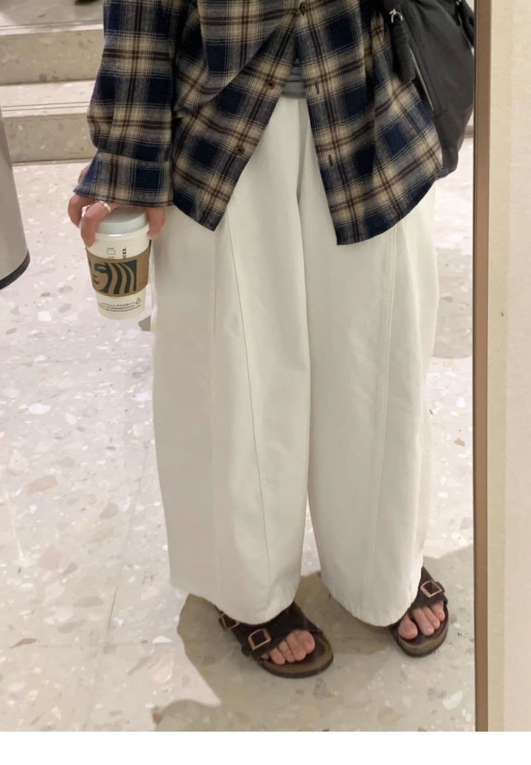 아메리칸 작은 키 캐주얼 바지 트렌드 하이웨이스트 루즈핏 chic 9 포인트 풍선 느슨함 센스 모통이 칼 와이드 레그 팬츠 ins 상세 이미지 13
