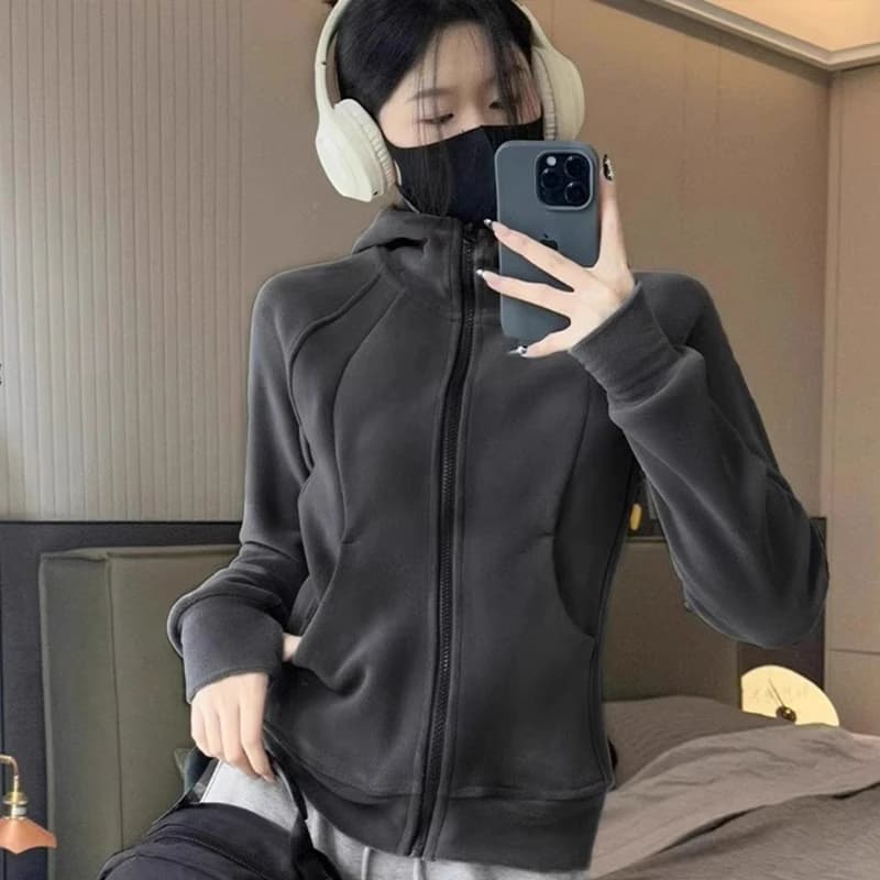 2026 가을 새로운 플러스 후데 플러시 후드티 여성 코트 봄과 가을 플리스 의류 내피 털이 있고 두꺼운 몸매 가꾸기 상세 이미지 7