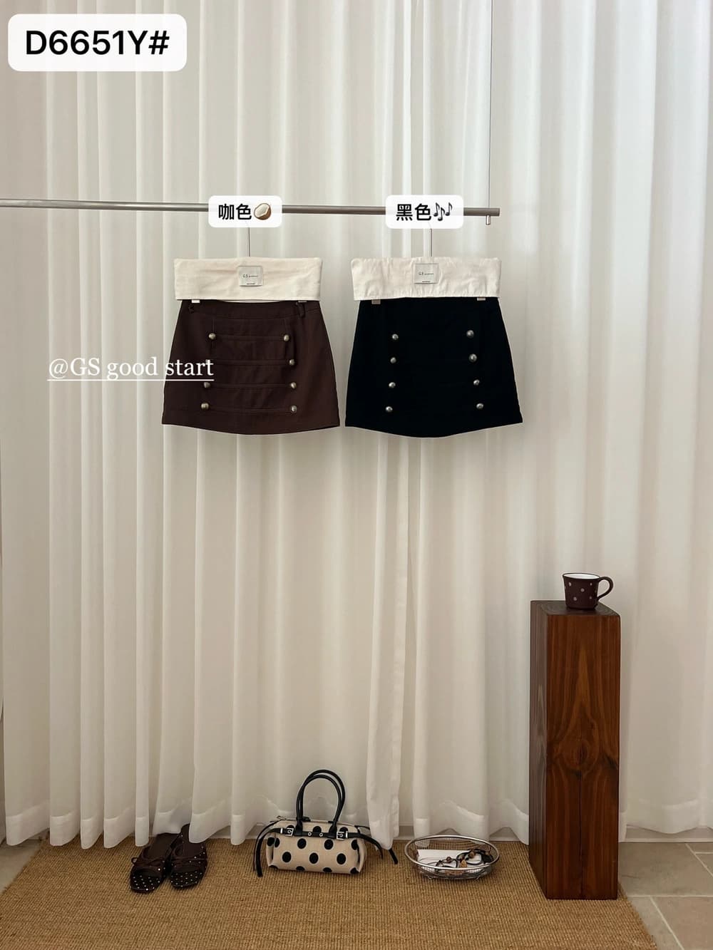 가을 프랑스식 레트로 나폴레옹 바람 디자인 센스 다용도 반신 스커트 상세 이미지 8