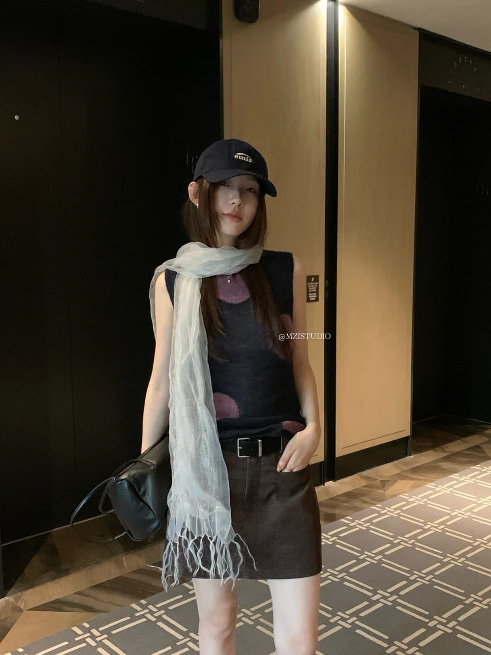 가을 한 부서 레트로 도트 무늬 배색 소녀 센스 작은 조끼 상세 이미지 18