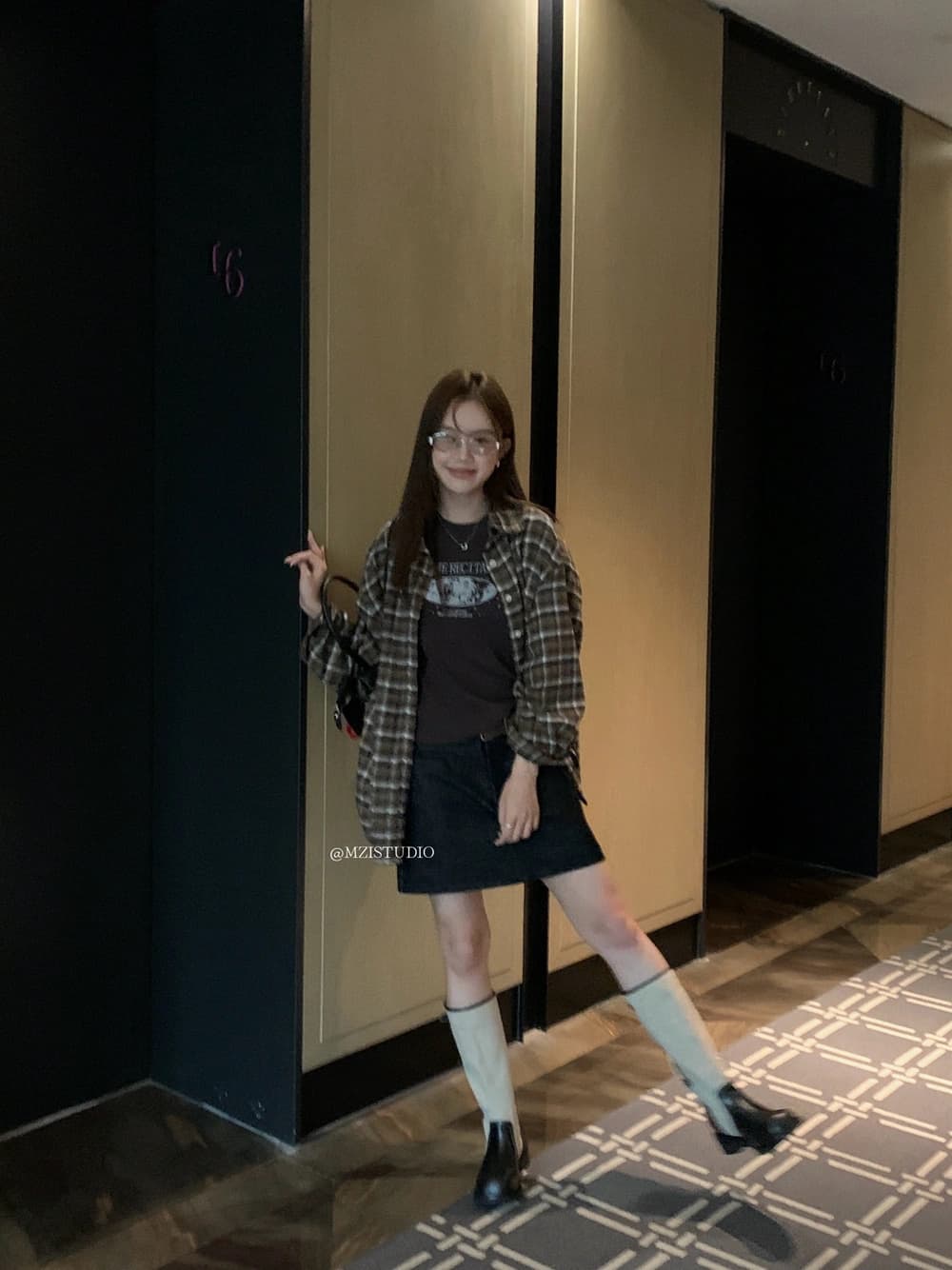 가을 한 부서 레트로 주머니 슬림해 보이는 중간 길이 반신 스커트 경기 벨트 이미지 4