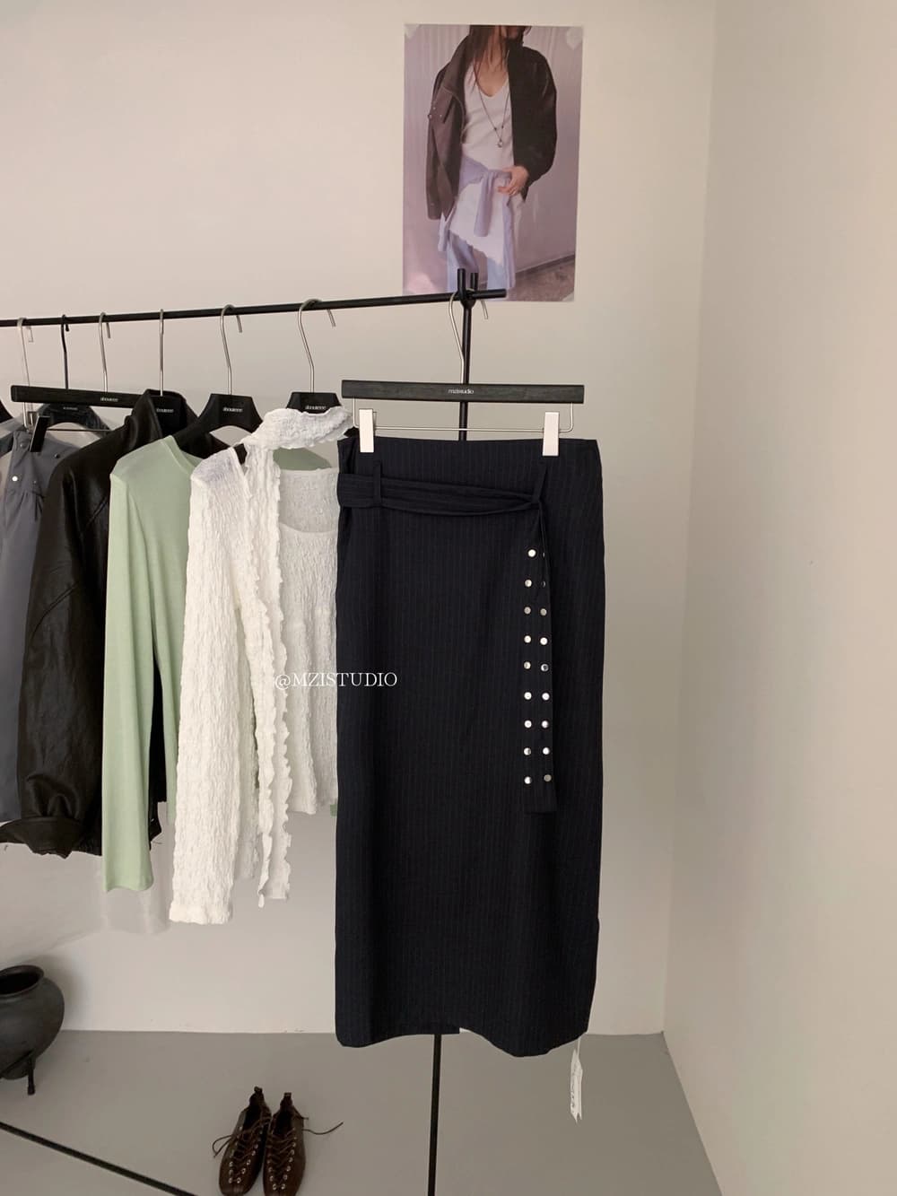 가을 한국 스타일 외부 부서 벨트 차가운 잘 생긴 다용도 중간 허리 중간 길이 반신 스커트 상세 이미지 10