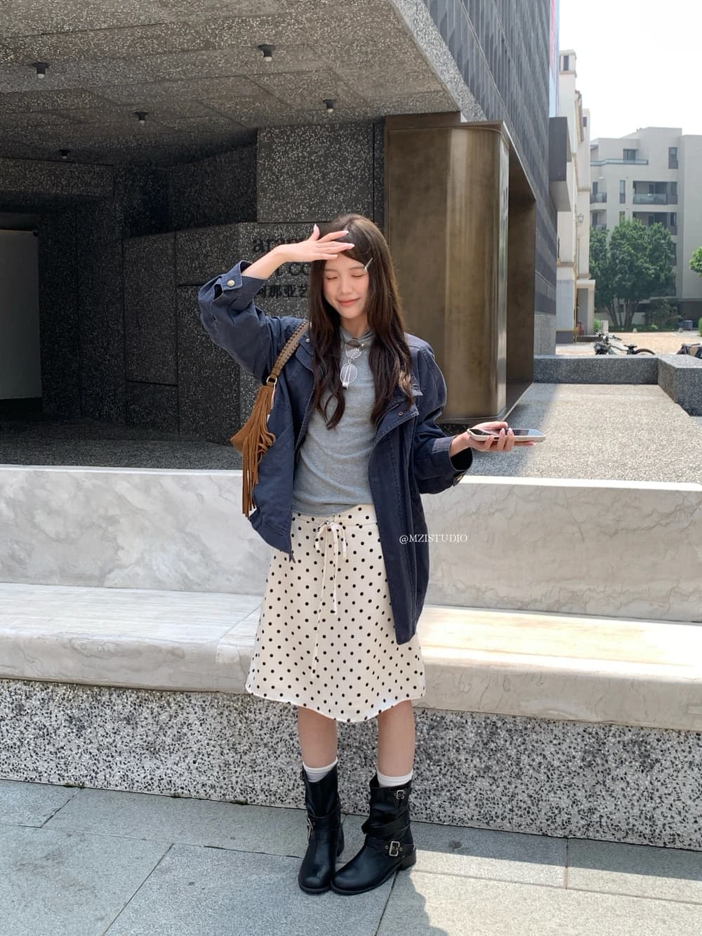 가을 한국 스타일 도트 무늬 펌프 로프 한 마디 안감 부드러운 숙녀 반신 스커트 상세 이미지 19
