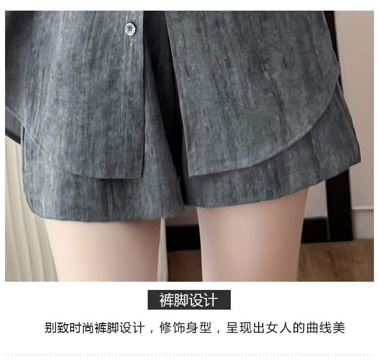 실사 2026 여름 새로운 통통한 여동생 항구 바람 캐주얼 세트 패션 셔츠 반바지 투피스 세트 세트 상세 이미지 8