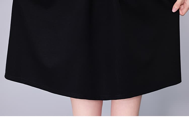 느슨한 여가 레이스 빈 스티칭 큰 사이즈 여성 의류 지방 mm 블랙 짧은 소매 드레스 여름 새로운 넓은 아내 상세 이미지 22