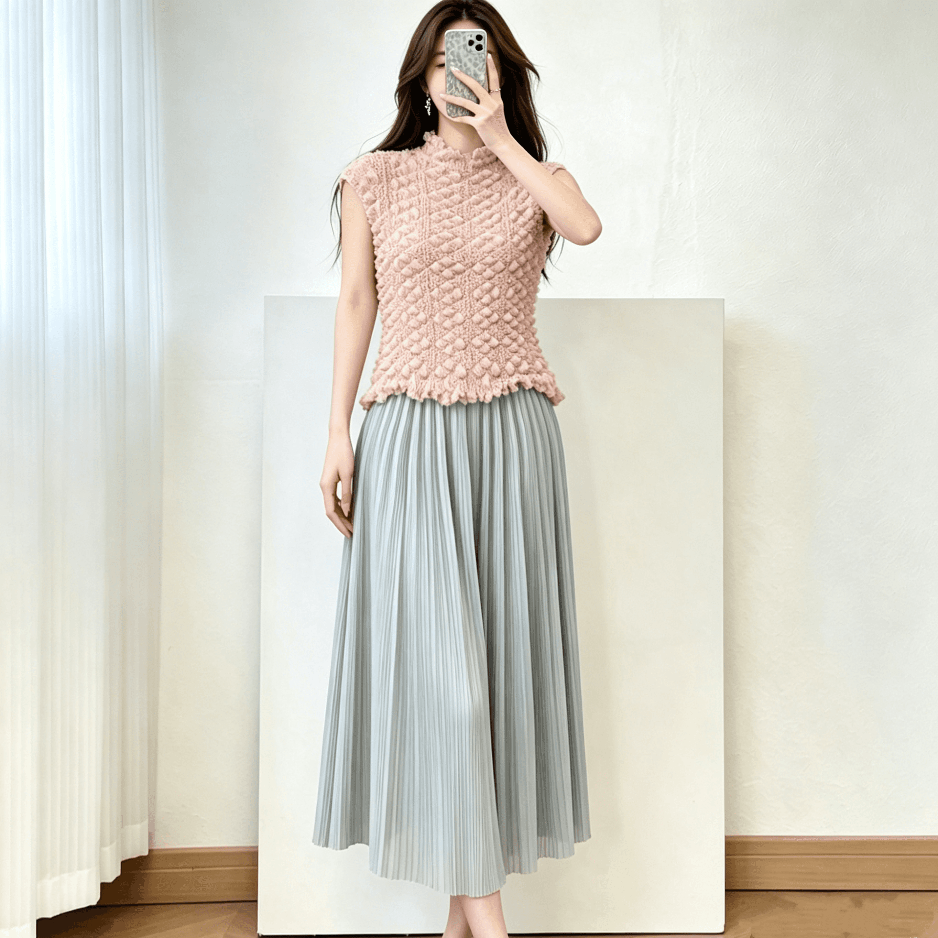 3 차원 버블 Pleat 조끼 여성 여름 새로운 곰팡이 고리 민소매 인사이드 가져 가라. 외출용 몸매 가꾸기 슬림해 보이는 맨위 이미지 4