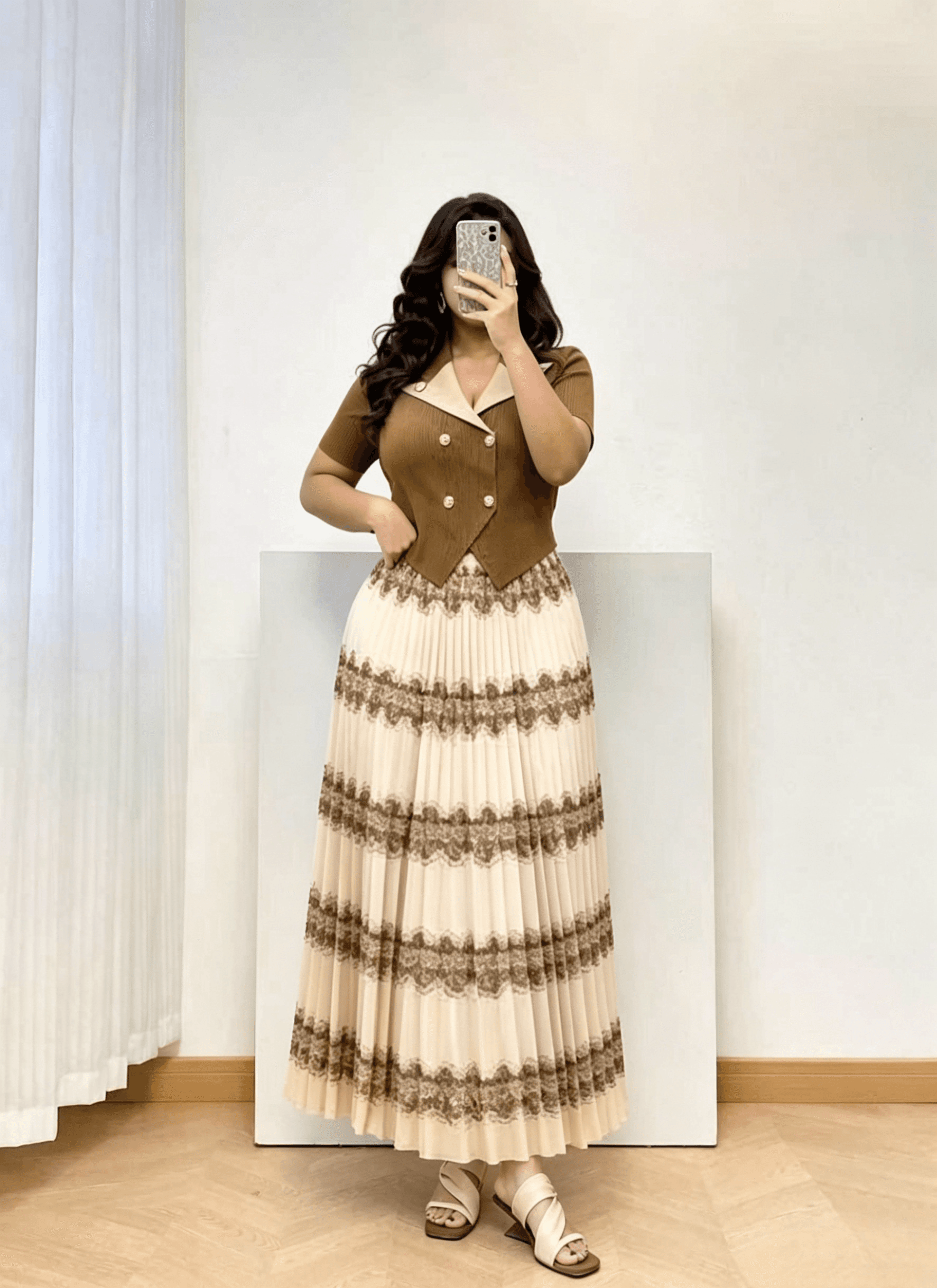 세 하우스 주름 2026 작은 샤넬 스타일 페이크 레이어드 드레스 허리 수축 슬림해 보이는 품격 플리츠 스커트 이미지 2