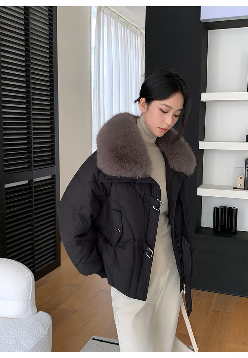 실사 고귀한 슬림해 보이는 겨울 새로운 아래 면화 의류 쇼트 스타일 탈착식 모피 칼라 여자 두꺼운 면 의류 재킷 상세 이미지 33