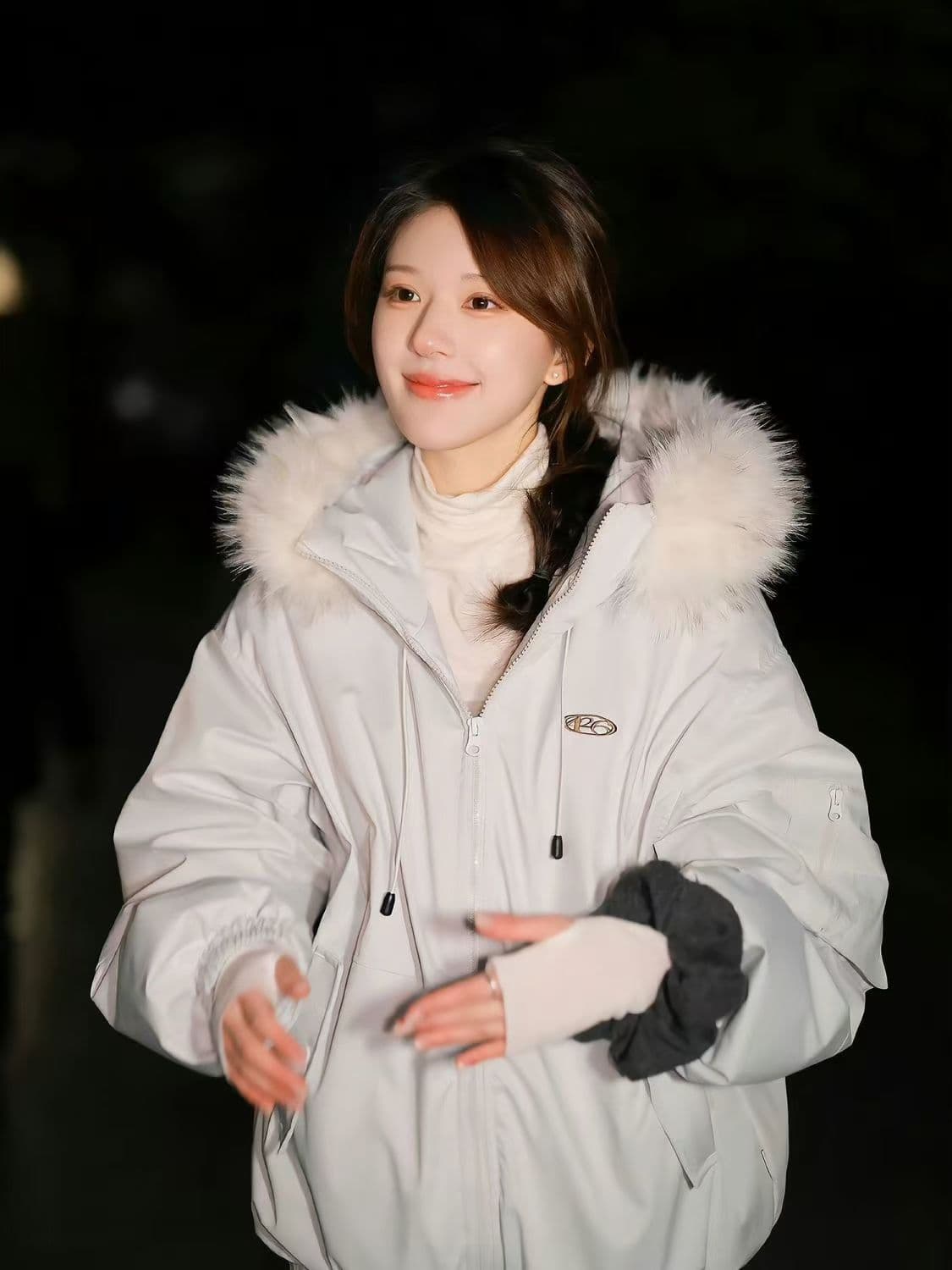 자오 이슬 생각하기 같은 단락 큰 모피 칼라 Parker 아래 면화 의류 여성 2025 새로운 겨울 두꺼운 워크웨어 목화 진딧물 재킷 상세 이미지 3