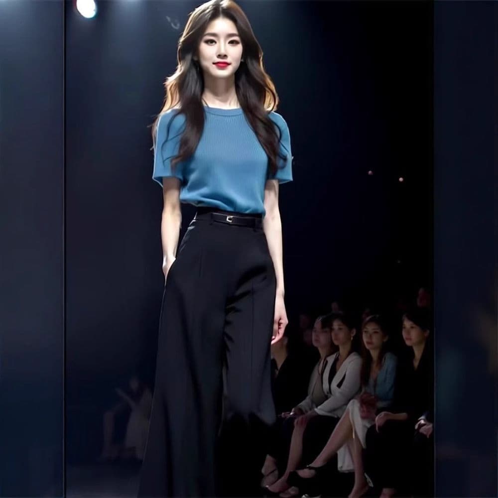 2026 패션 세트 품격 슬림해 보이는 출퇴근 바람 빛 요리 한 긴 바지 하이웨이스트 캐주얼 바람 맨위 프랑스식 세트 상세 이미지 5