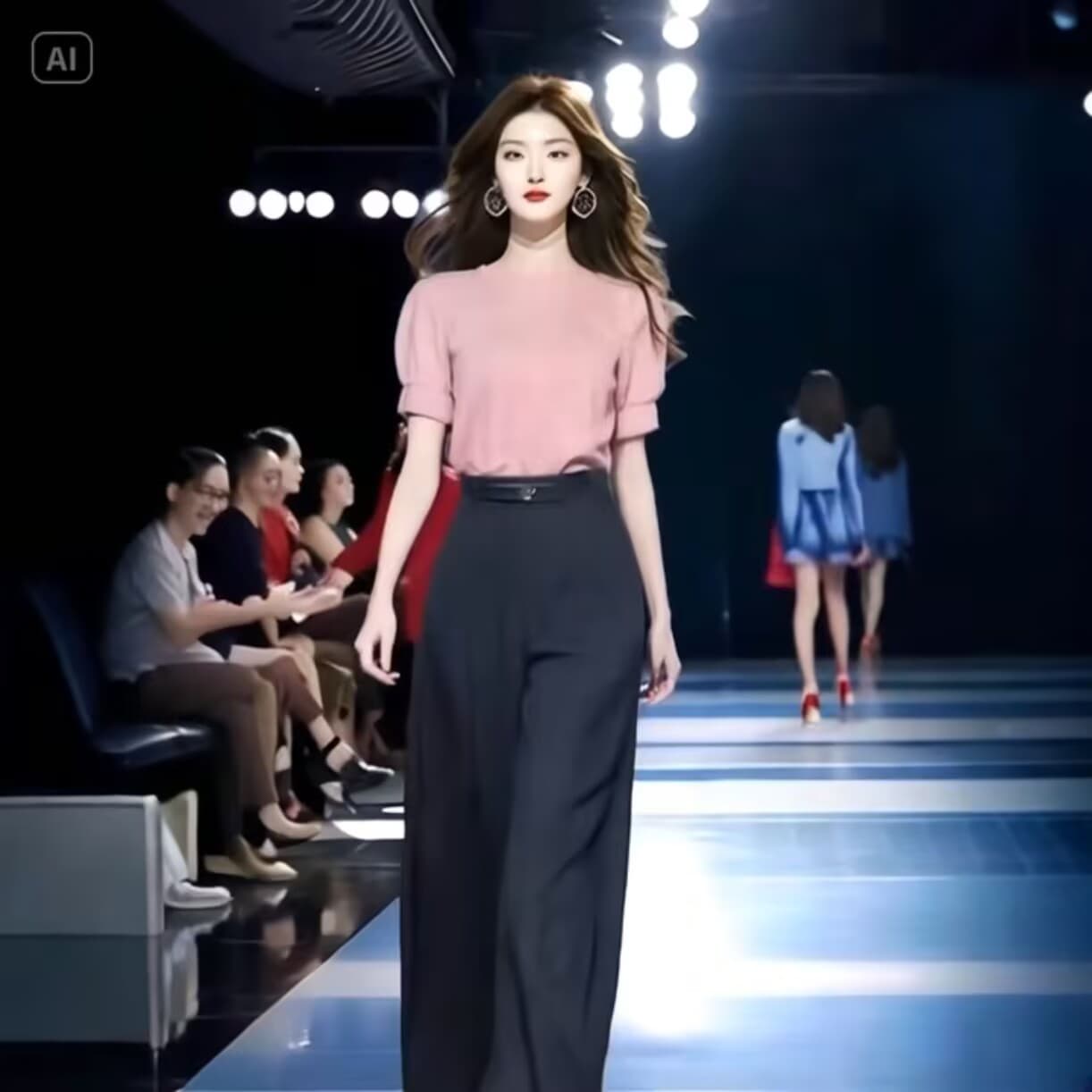 여행 착용 가져 가라. 여성 의류 천 골드 감기 센스 비싼 부서 외국 가스 옷 2026 핑크색 맨위 와이드 레그 팬츠 작은 대중 세트 이미지 4