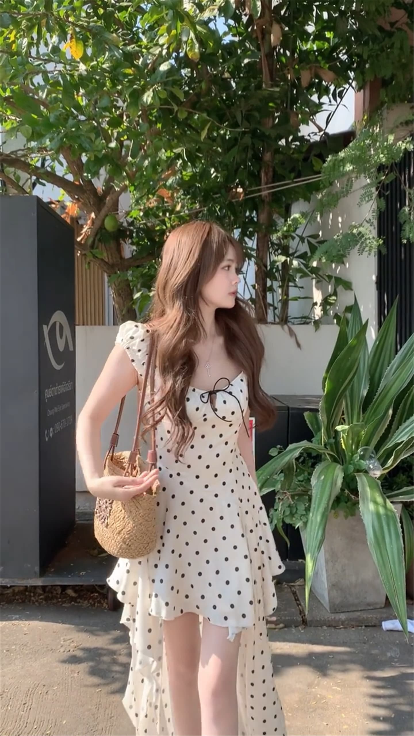 callmeear 불규칙 치마 프린트 드레스 디자인 센스 작은 대중 백리스 롱 스커트 이미지 2