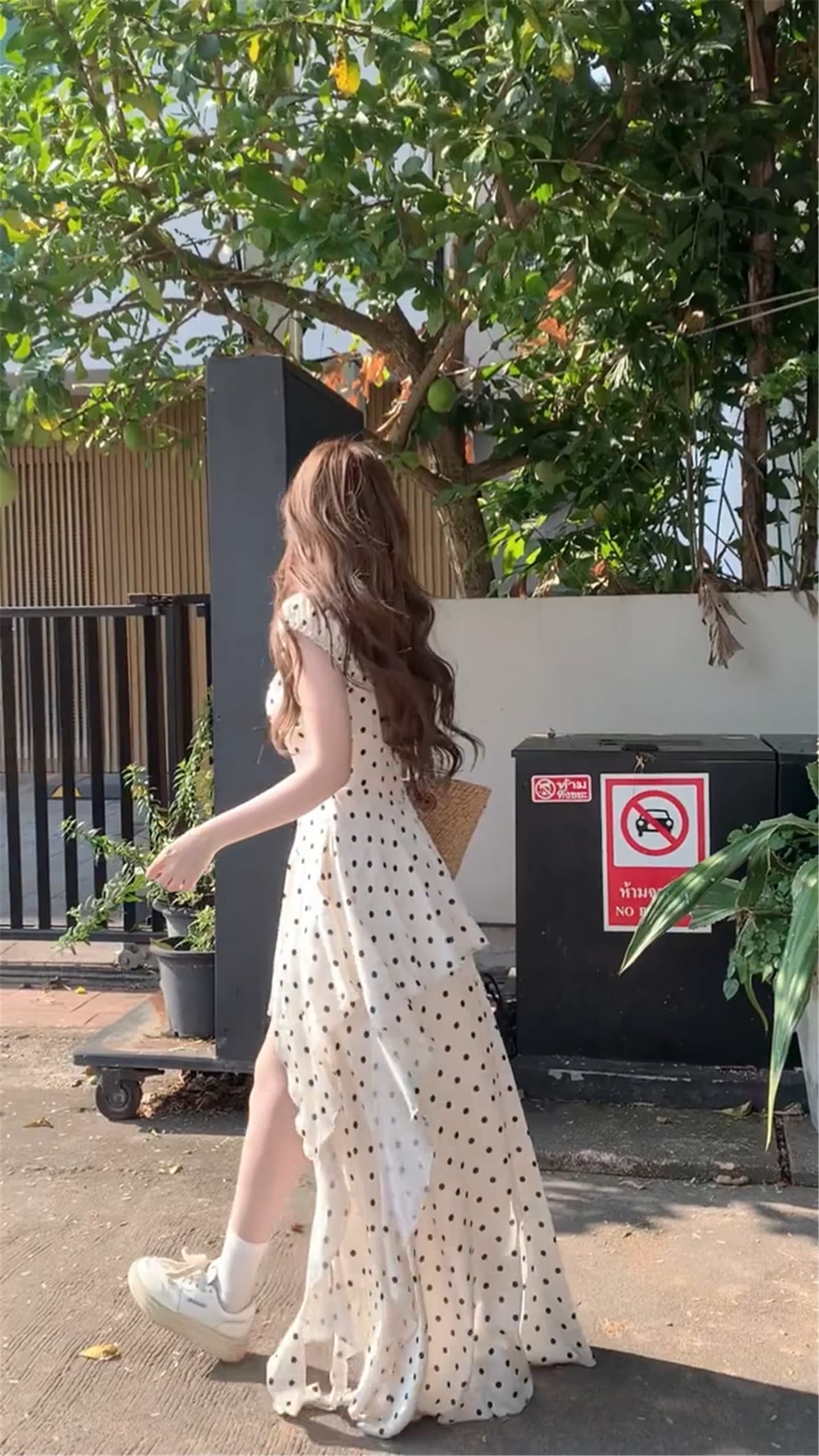 callmeear 불규칙 치마 프린트 드레스 디자인 센스 작은 대중 백리스 롱 스커트 이미지 3