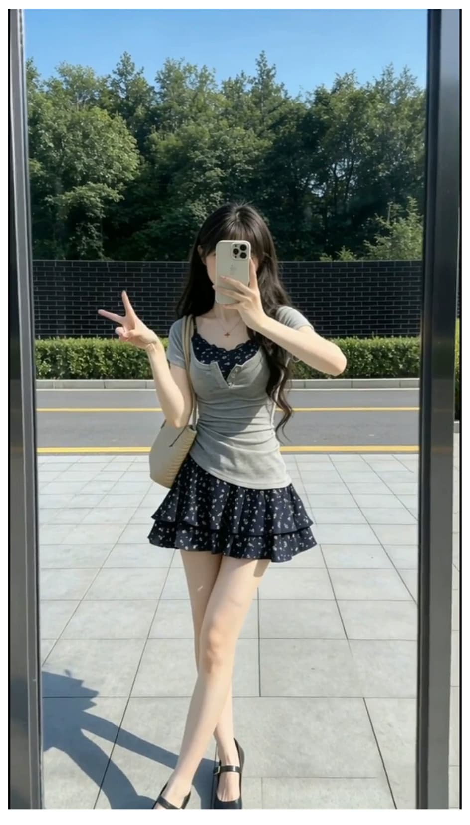 그레이트 통해보기 가져 가라. 전체 집합 2026 새로운 파란색 꽃무늬 슬립 여성 드레스 여름 미니 스커트 투피스 슈트 상세 이미지 1