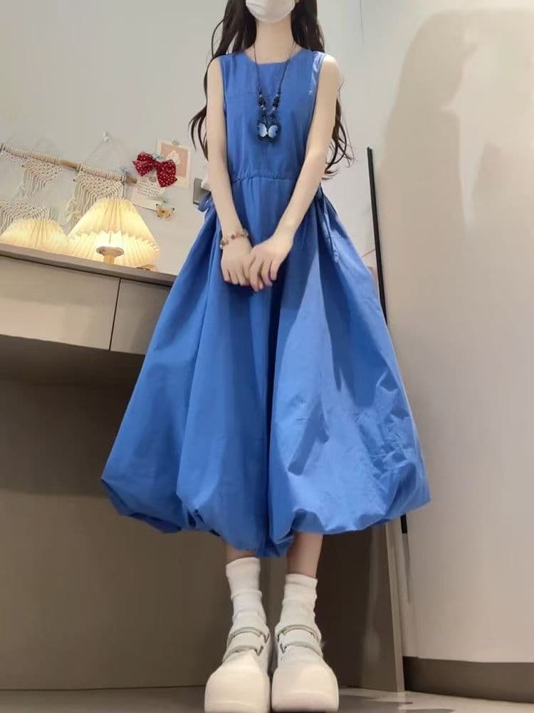 프랑스식 달콤함 부드러운 귀여운 소녀 파란색 멜빵 드레스 2026 여름 새로운 루즈핏 다용도 상세 이미지 11