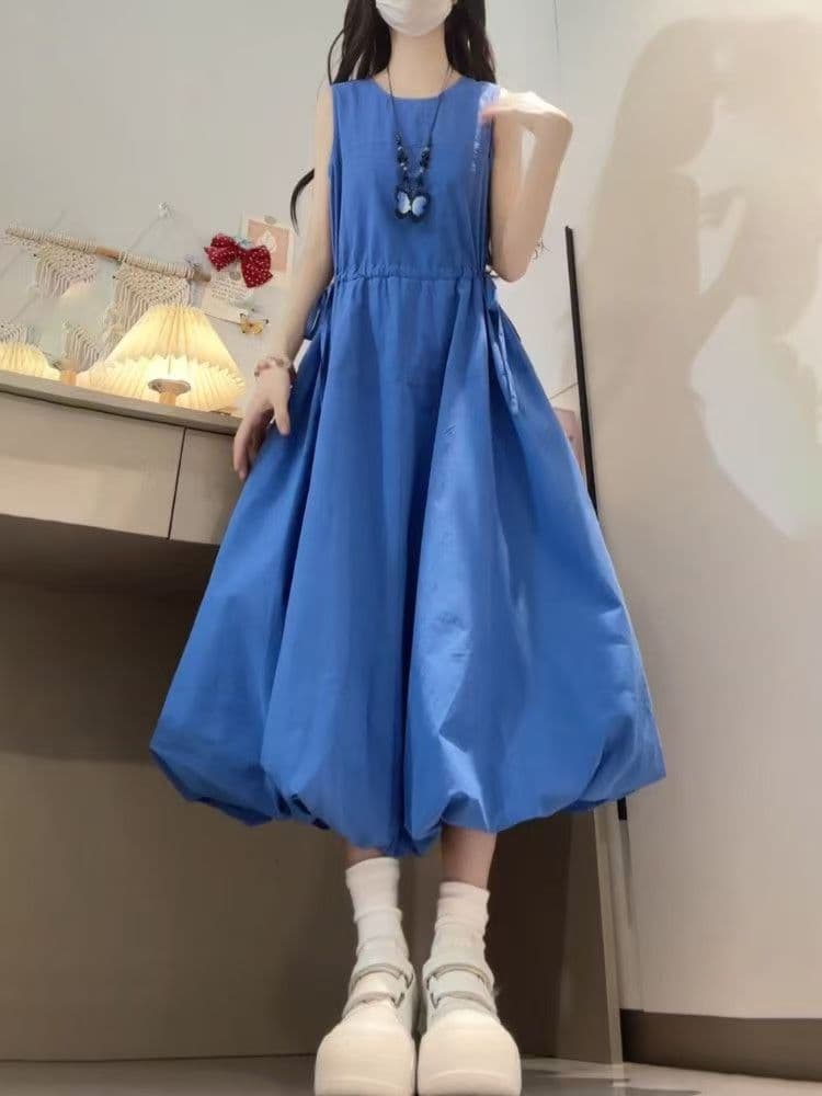 프랑스식 달콤함 부드러운 귀여운 소녀 파란색 멜빵 드레스 2026 여름 새로운 루즈핏 다용도 상세 이미지 12