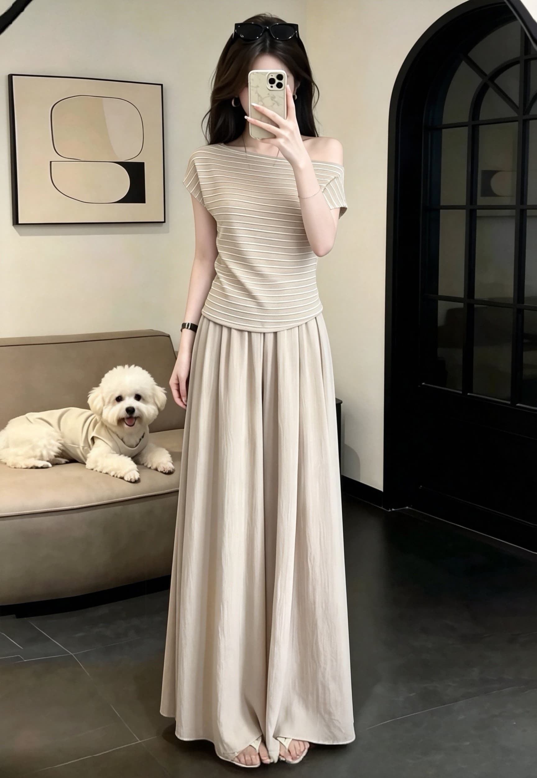 2026 새로운 슈퍼 화재 연령 감소 여름 아름다운 전체 집합 ootd 착용 가져 가라. 반팔 반신 스커트 연령 감소 드레스