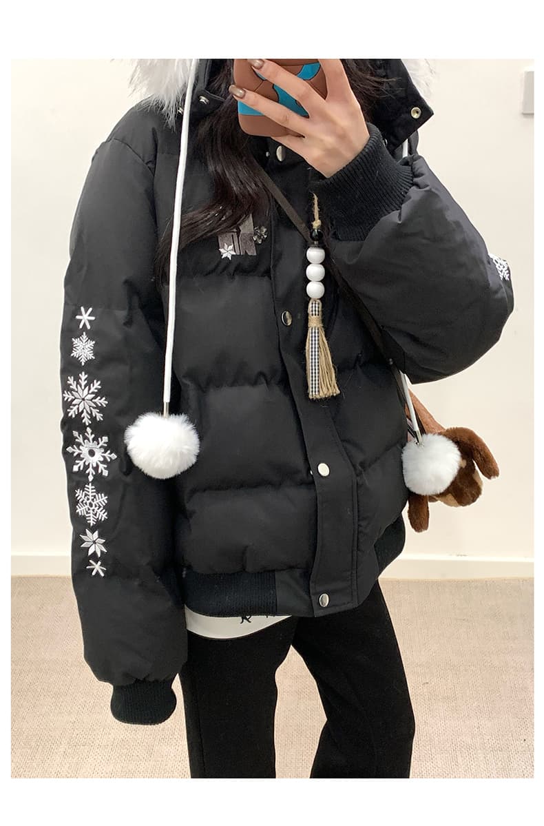 실사 학원 스타일 후드 면 의류 겨울 새로운 루즈핏 두꺼운 보온 귀여운 영 빵 면 옷 재킷 상세 이미지 13