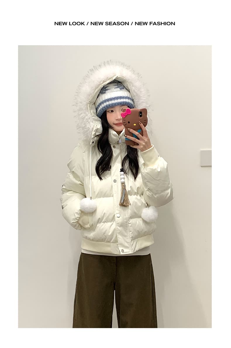 실사 학원 스타일 후드 면 의류 겨울 새로운 루즈핏 두꺼운 보온 귀여운 영 빵 면 옷 재킷 상세 이미지 26