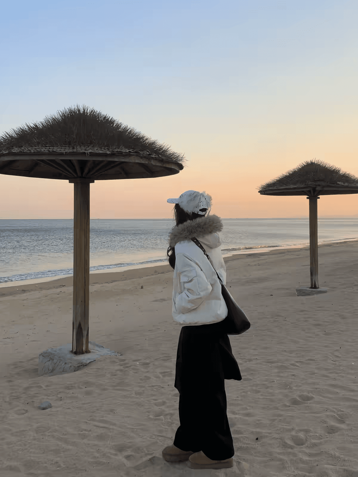 달콤함 부드러운 바람 파란색 후드 모피 칼라 면 의류 재킷 보온 다용도 캐주얼 두꺼운 루즈핏 느긋한 면 옷 트렌디 상세 이미지 8