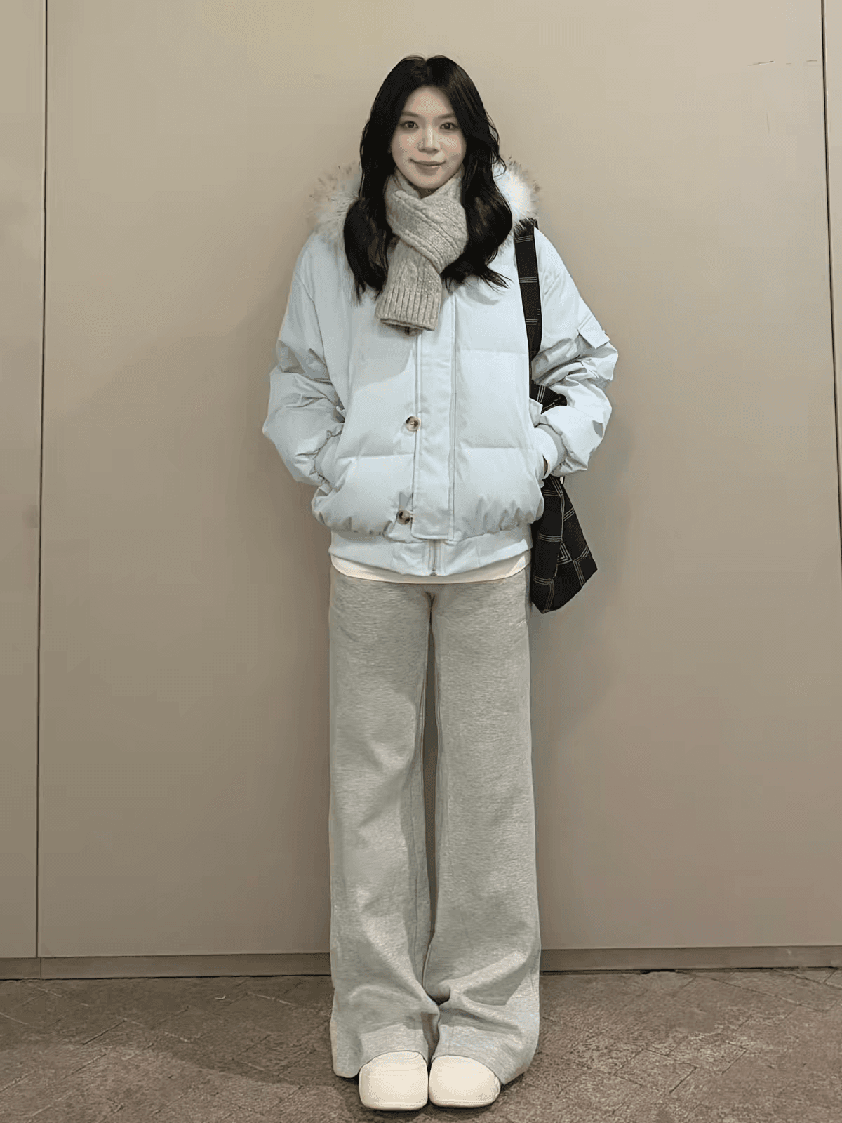 달콤함 부드러운 바람 파란색 후드 모피 칼라 면 의류 재킷 보온 다용도 캐주얼 두꺼운 루즈핏 느긋한 면 옷 트렌디 상세 이미지 17