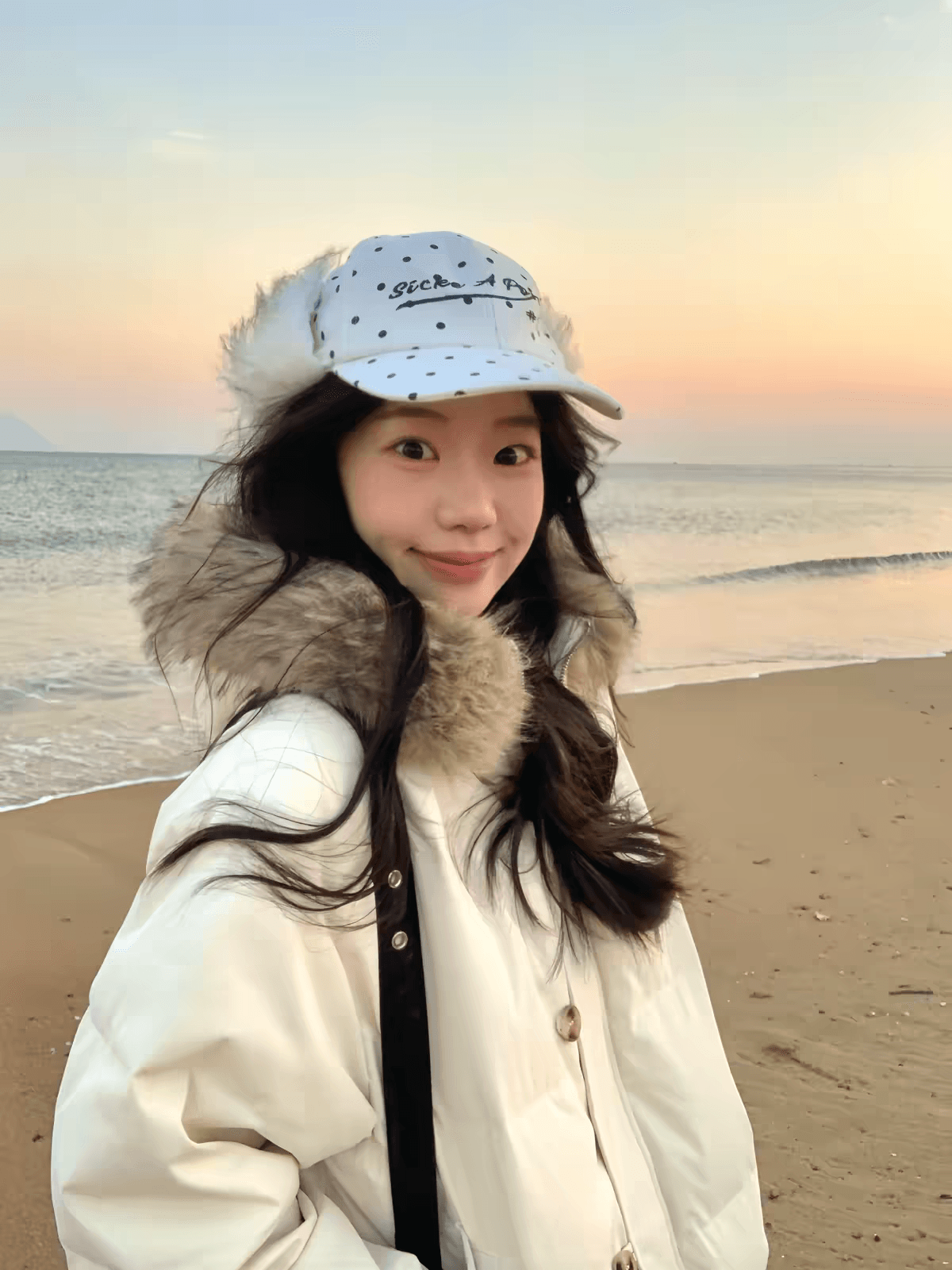 달콤함 부드러운 바람 파란색 후드 모피 칼라 면 의류 재킷 보온 다용도 캐주얼 두꺼운 루즈핏 느긋한 면 옷 트렌디 상세 이미지 19