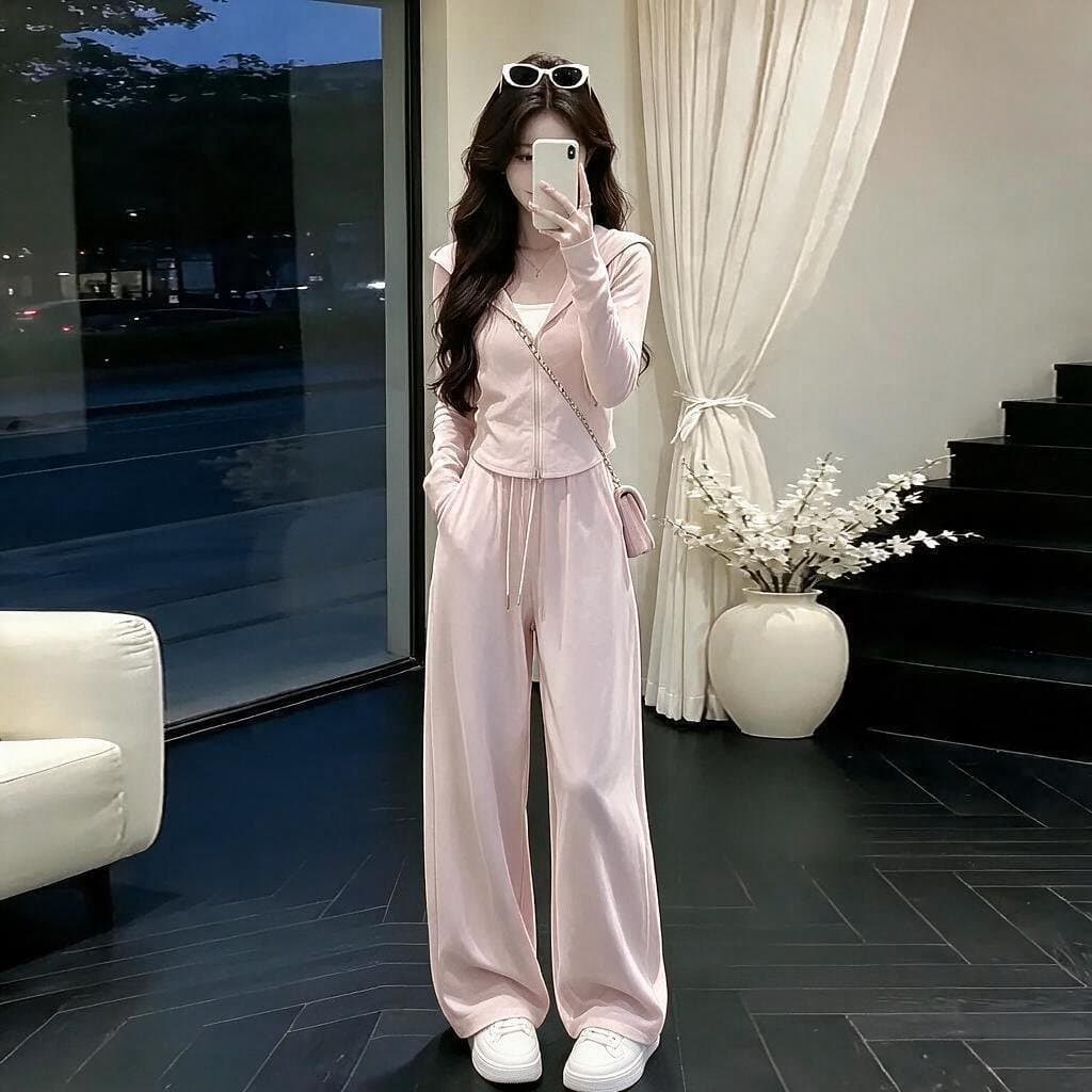 2026 새로운 자이언트 잘 생긴 캐주얼 후드티 가을 전체 집합 ootd 착용 가져 가라. 여성 의류 가을 운동 투피스 세트 상세 이미지 11