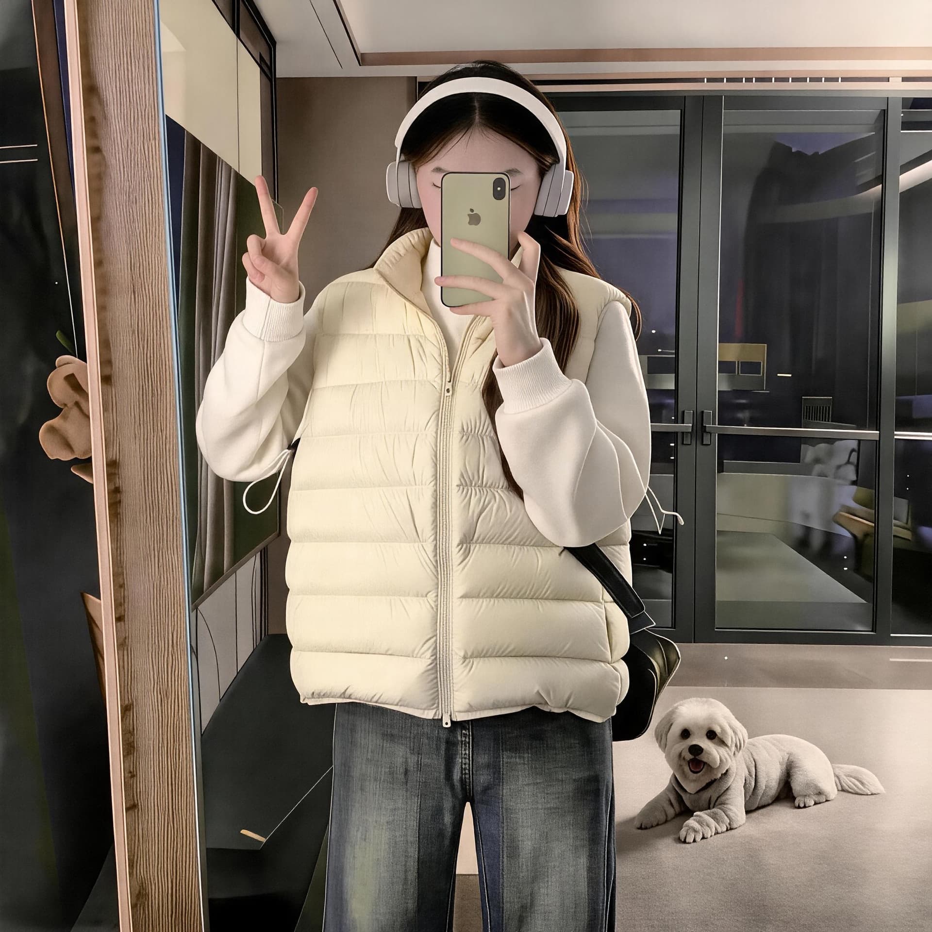 실사 얇고 가벼운 우유 fu 쇼트 스타일 면 의류 여자 작은 키 스탠드 칼라 조끼 겨울 면 옷 한 부서 갈비 살 베스트 이미지 2
