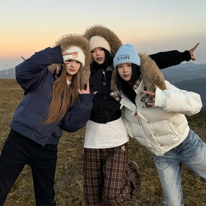 아메리칸 레트로 스타일 2026 겨울 새로운 아래 면화 의류 여성 짧은 한 부서 학원 스타일 슬림해 보이는 면 옷 재킷 이미지 2