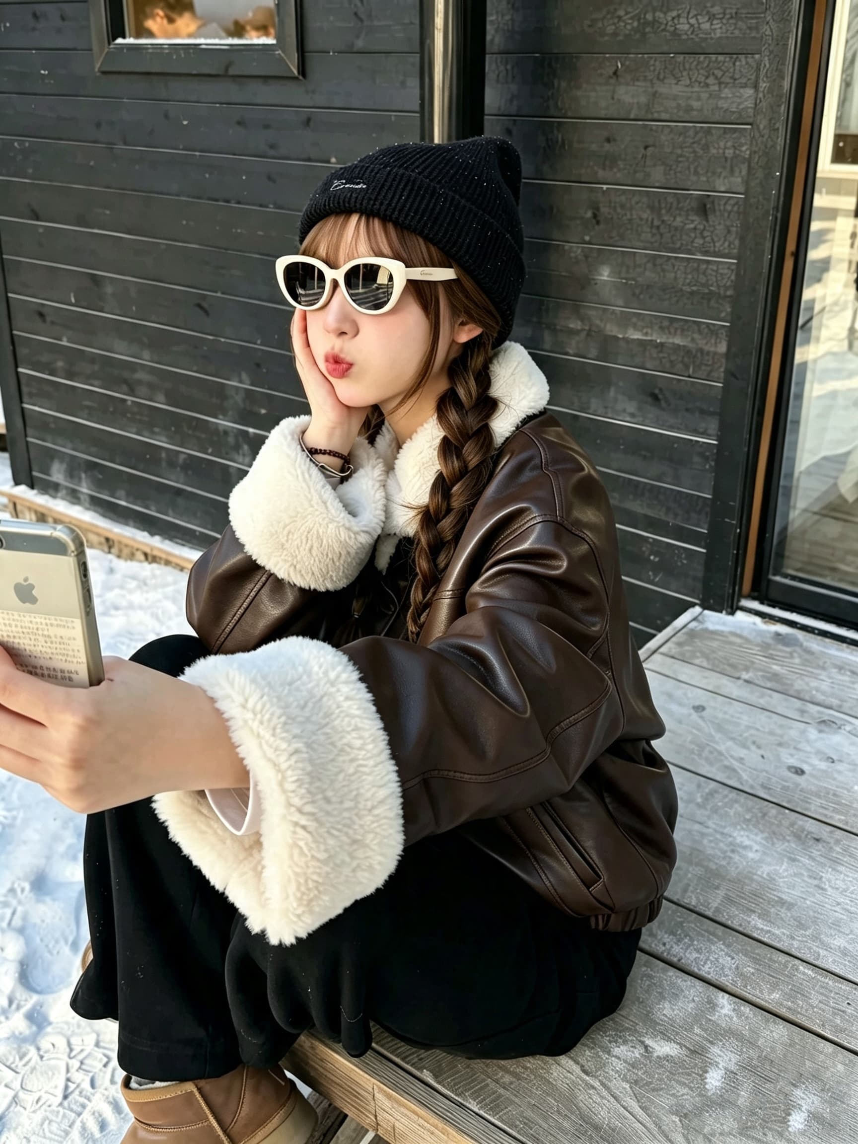 레트로 고급 센스 2026 겨울 새로운 pu 피모 하나 양털 면 의류 루즈핏 털이 있는 한 부서 재킷 상세 이미지 6