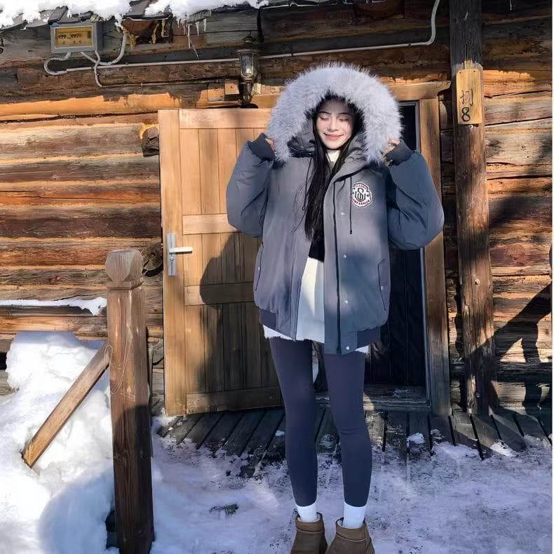 Parker 서비스 워크웨어 겨울 새로운 큰 모피 칼라 아래 면화 의류 여성 루즈핏 학생 보온 두꺼운 면 옷 재킷 상세 이미지 10