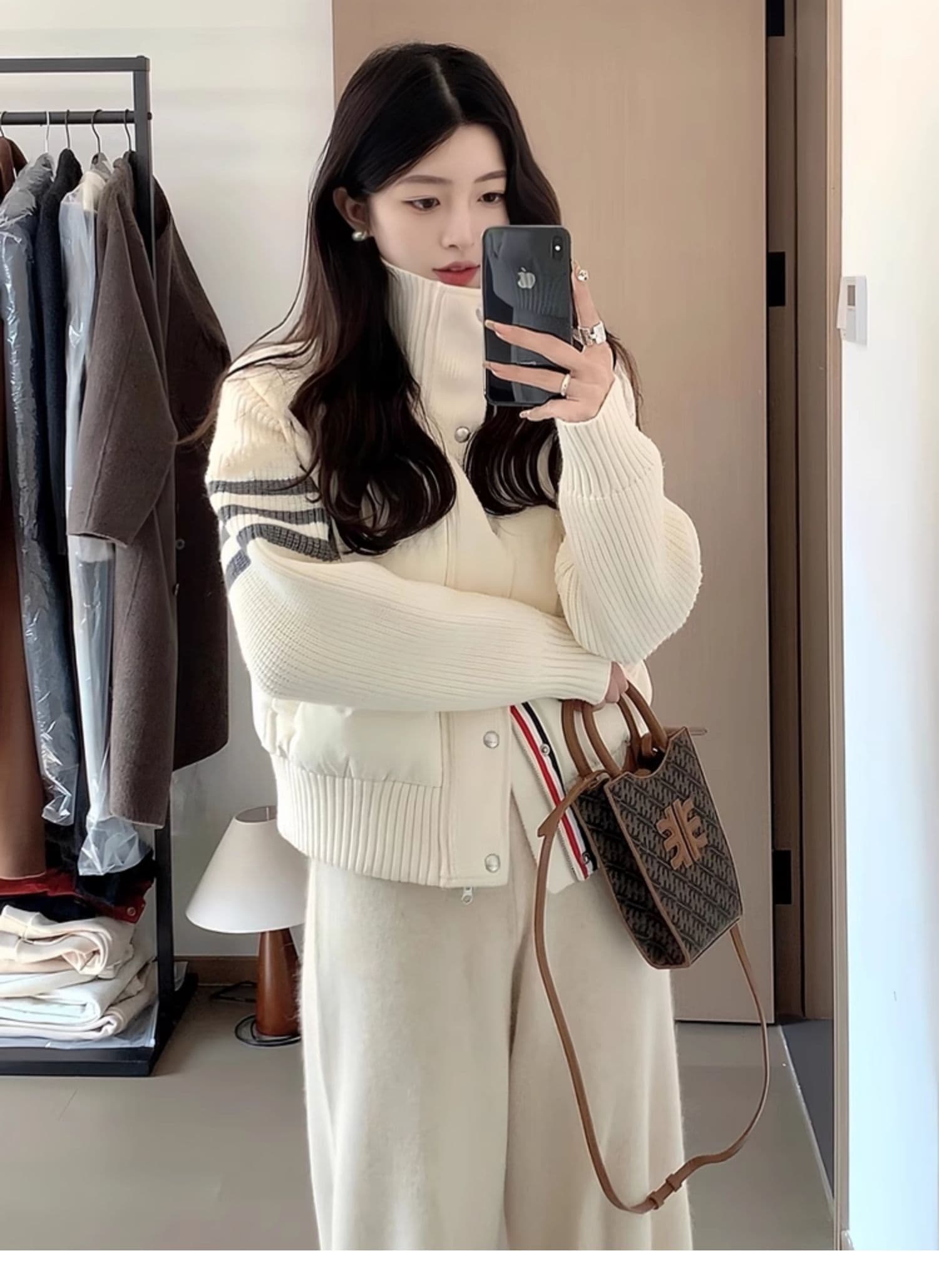 부서 학원 스타일 디자인 센스 패치워크 니트 면 의류 남녀 가을 겨울 고유 한 Chic 스탠드 칼라 얇고 가벼운 면 옷 재킷 상세 이미지 6