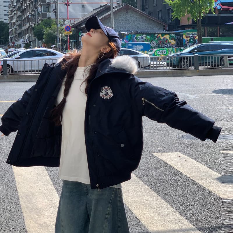 실사 아래 면화 의류 여성 2026 새로운 겨울 워크웨어 Parker 서비스 큰 모피 칼라 커플 두꺼운 목화 진딧물 면 옷 상세 이미지 2