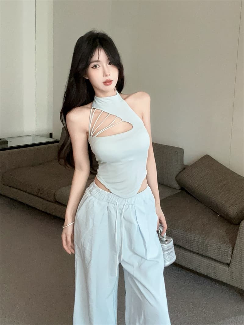 실사 행침 목 홀로우 아웃 불규칙 순수한 욕망 핫걸 행침 목 캐미솔 상세 이미지 14