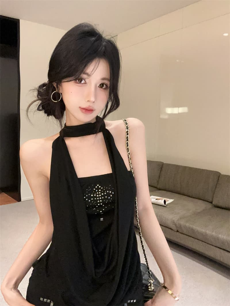 실사 아메리칸 핫걸 페이크 레이어드 핫픽스 흔들다 칼라 행침 목 섹시함 순수한 욕망 품격 타이트 스커트 드레스 상세 이미지 5