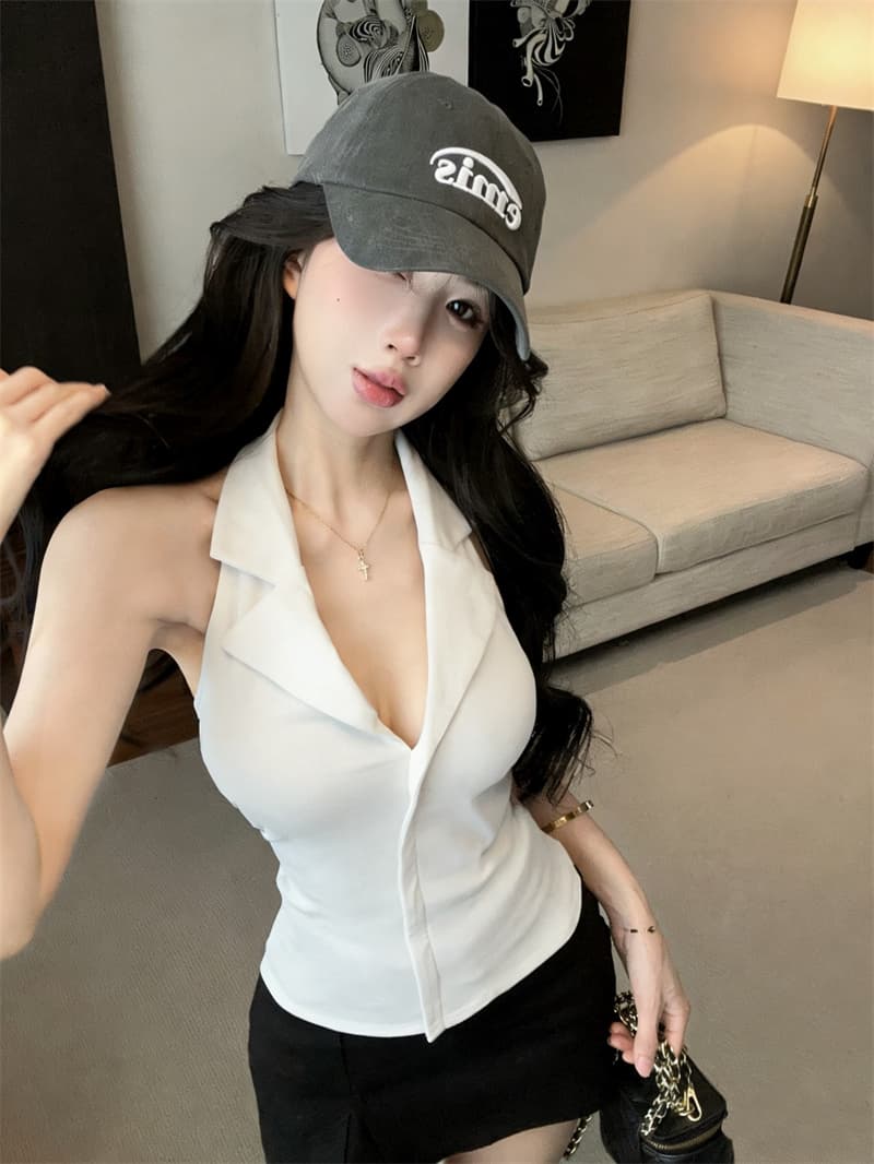 실사 POLO 칼라 백리스 행침 목 조끼 켜기 벨트 가슴 패드 상세 이미지 2