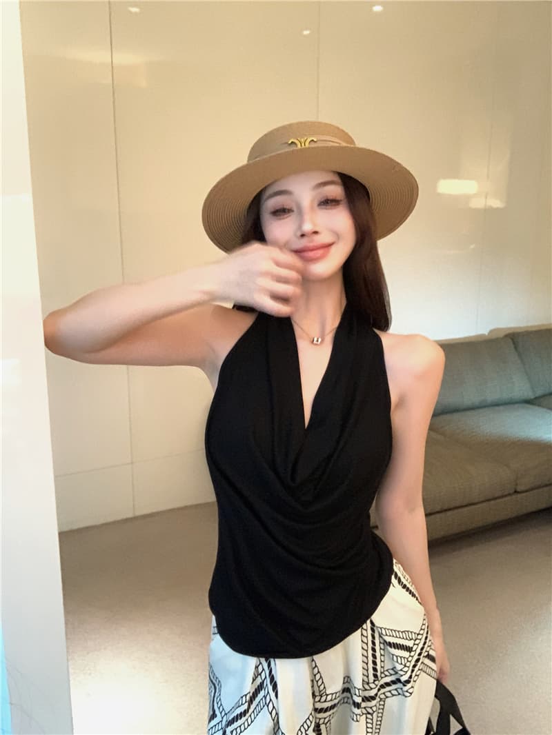 실사 행침 목 민소매 맨위 아마 질감 센스 오래된 돈 바람 품격 루즈핏 넓은 다리 캐주얼 바지 투피스 세트 상세 이미지 13