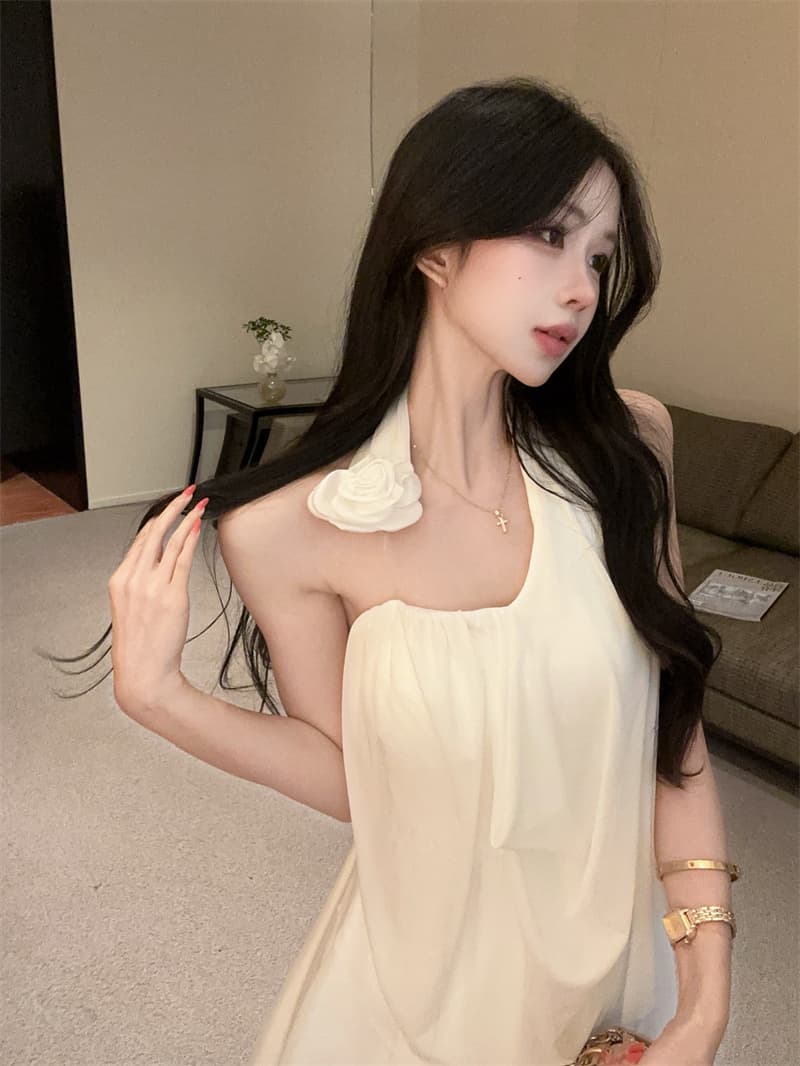 실사 프랑스식 망사 휴가 바람 꽃 슈퍼 요정 품격 행침 목 튜브탑 맨위 쇼트 스타일 반신 스커트 투피스 세트 상세 이미지 5