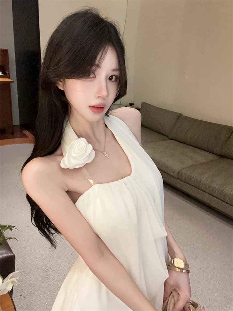 실사 프랑스식 망사 휴가 바람 꽃 슈퍼 요정 품격 행침 목 튜브탑 맨위 쇼트 스타일 반신 스커트 투피스 세트 상세 이미지 12